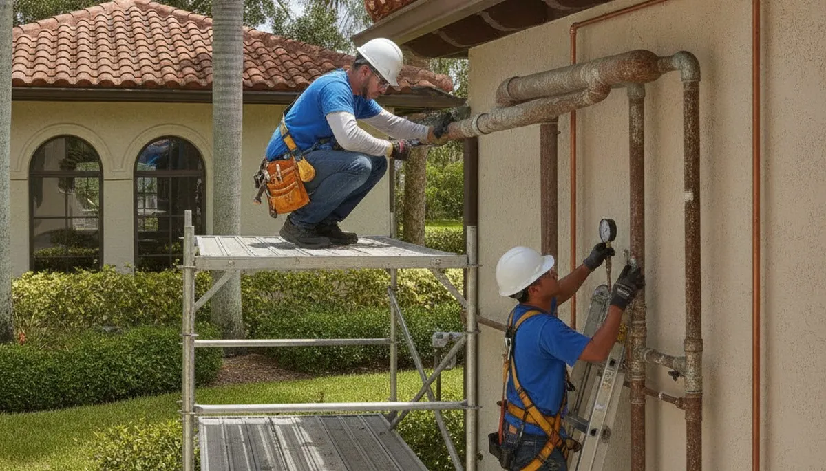 West Palm Beach, FL plumber repairing a plumbing system for a local home service call