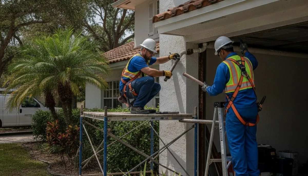 West Palm Beach FL plumber repairing a home pipe for fast plumbing service